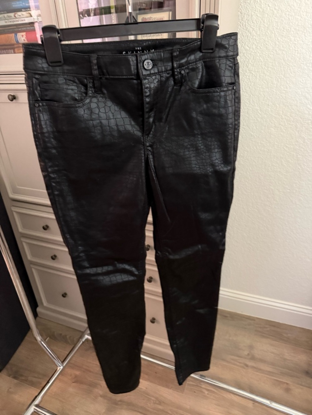 White House Black Market Black Faux Croc Skinny Jeans